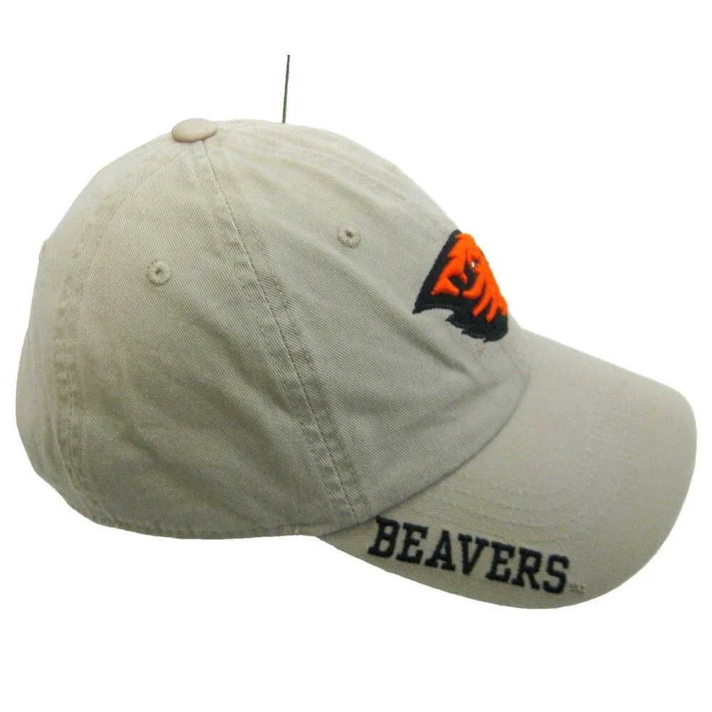 Oregon State Beavers Mens Beige Baseball Cap Canvas Hat Adjustable College Logo